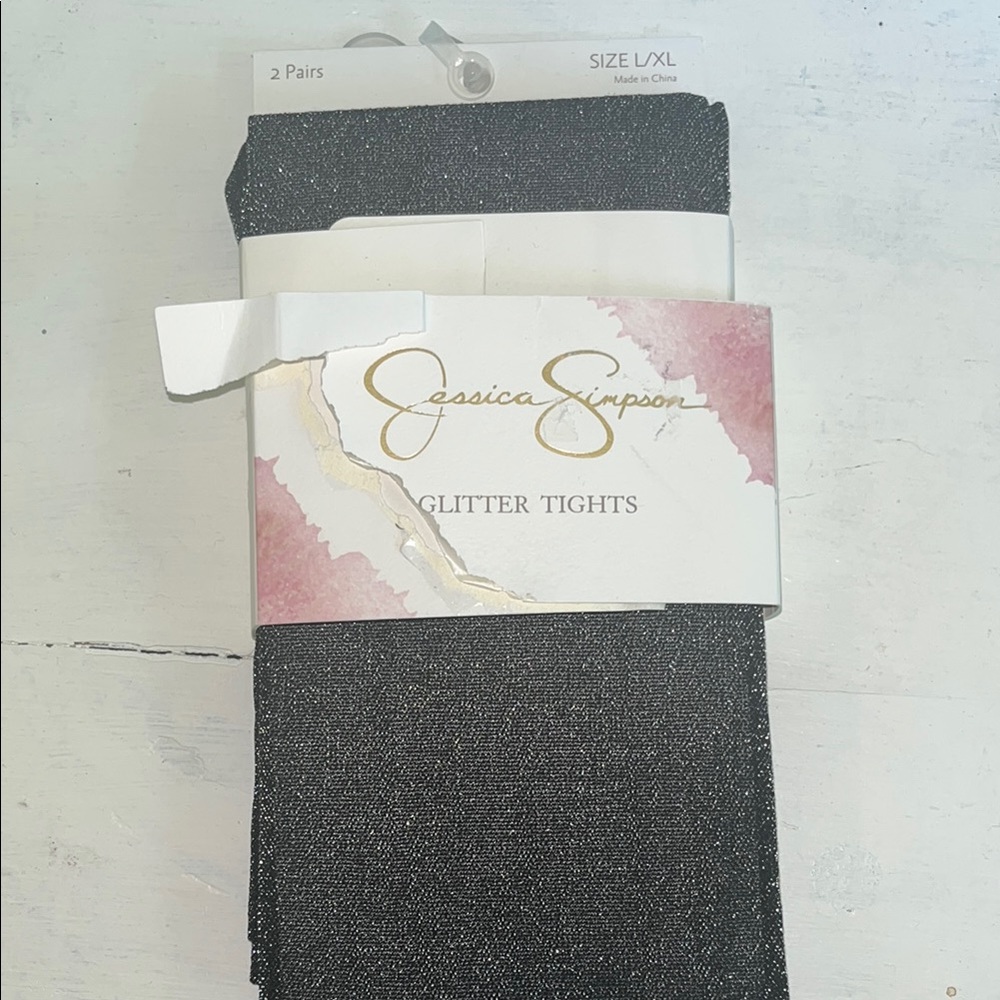 Jessica Simpson Black Glitter Tights